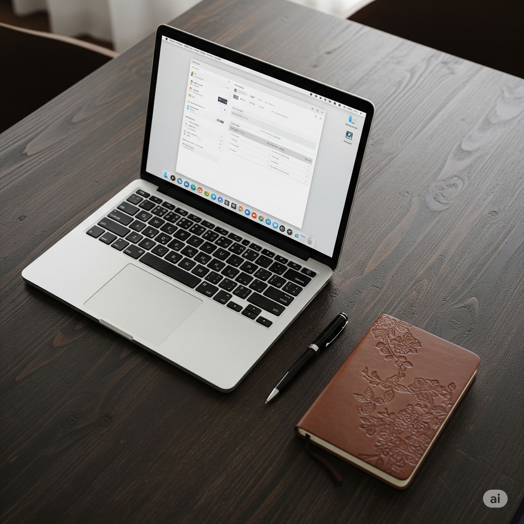 Professional workspace with laptop showing administrative work